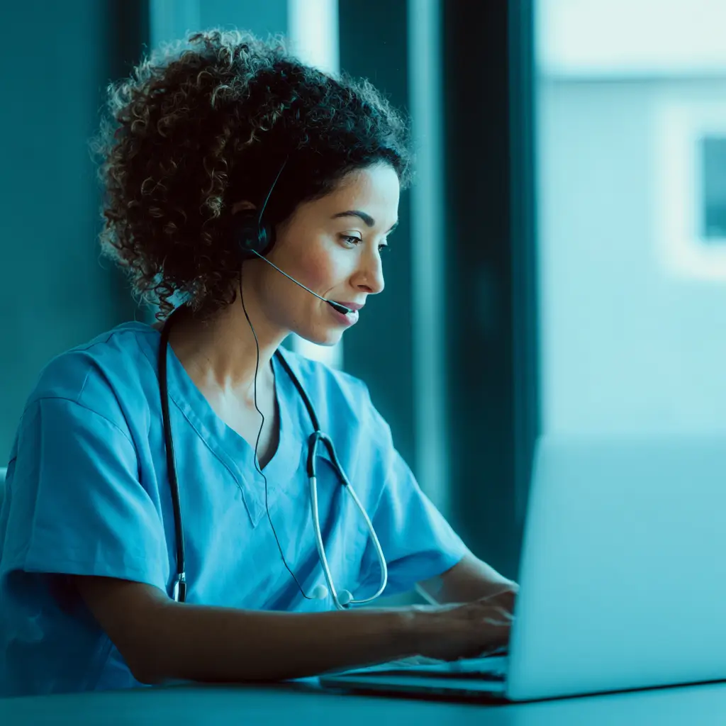 Physician doing her work virtually